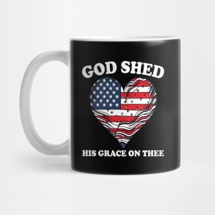 4th Of July Groovy Patriotic God Shed His Grace On Thee Mug